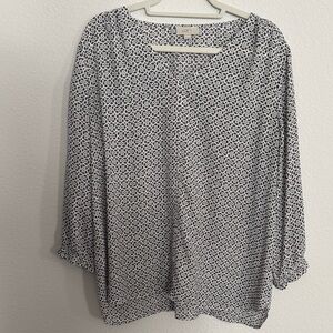 LOFT Dark Gray Patterned Blouse